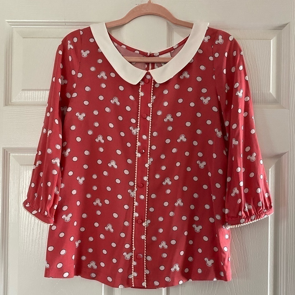 Disney’s Minnie Rocks‎ The Dots LC Lauren Conrad Collard Blouse Top Pink Size XS
